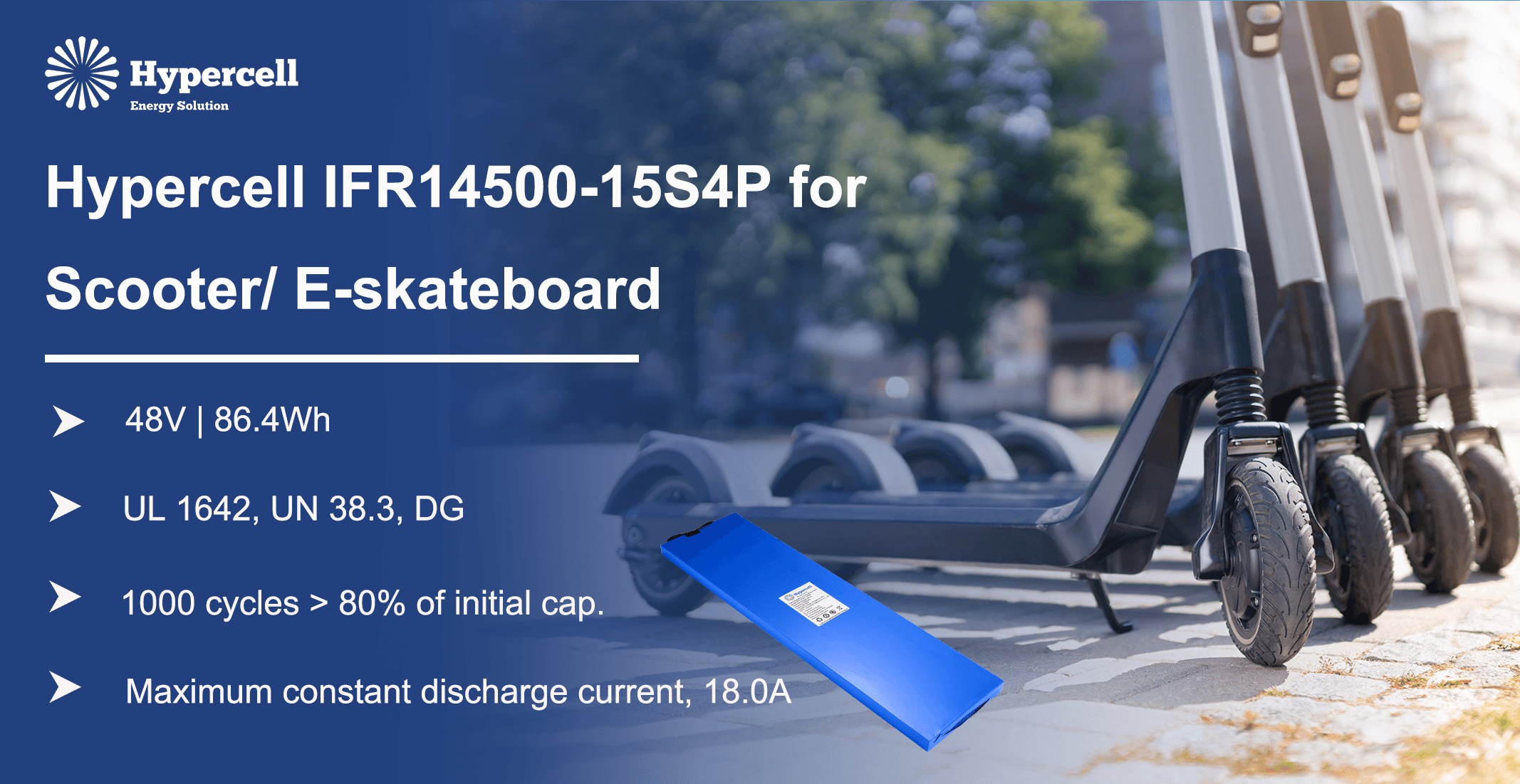 IFR14500 15S4P LiFePO4 battery pack architecture with smart BMS for e-scooter and e-skateboard
